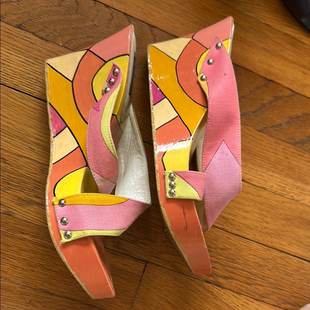Emilio Pucci Colorful Women's Wedge Strappy Heels - Picture 6 of 6